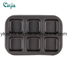 6cup de aço carbono Non-Stick Square Muffin Pan